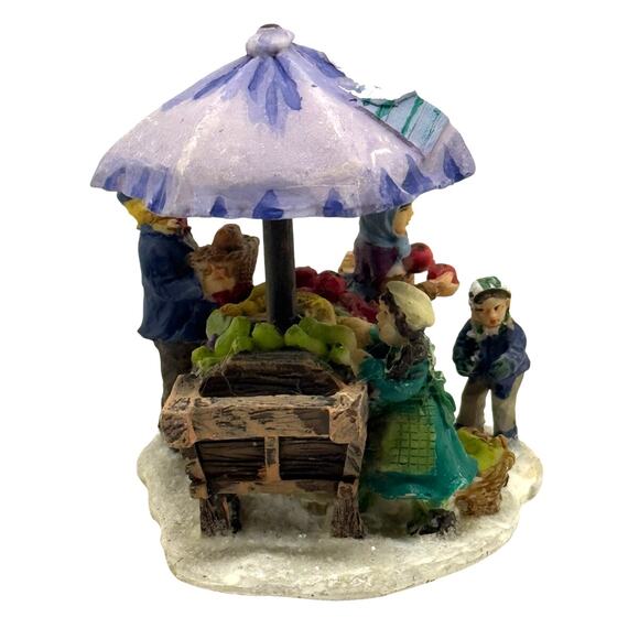 2003 Cobblestone Corners Fruit & Vegetable Cart with Umbrella Village 3.25″ W - Picture 4 of 6